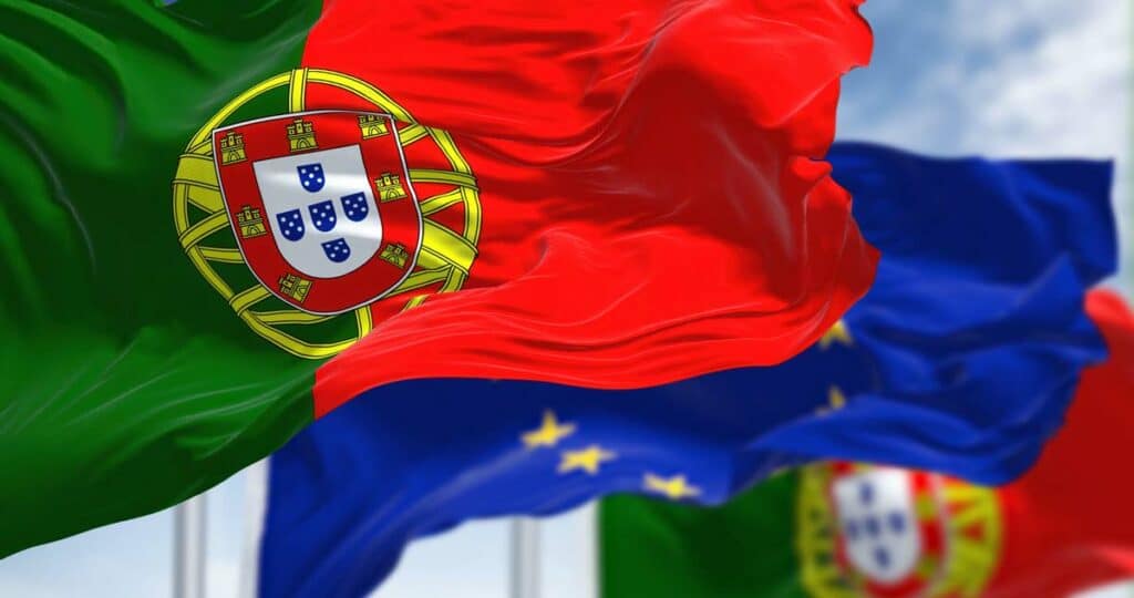Portuguese flag waving in the wind