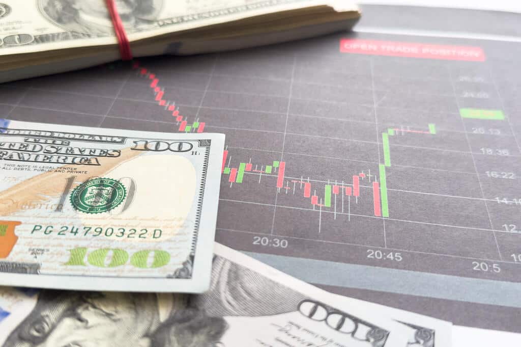 Dólar e gráficos representando o imposto nos eua